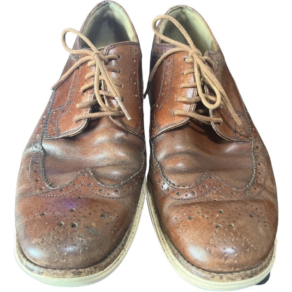 Cole‎ Haan Lunargrand Men's Brown Leather Oxford Wingtip Comfort Dress Shoes 11